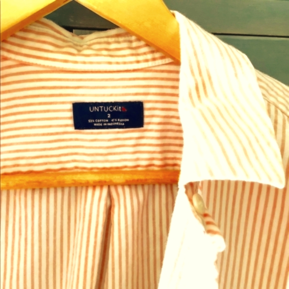 Untuckit Orange And White Shirt